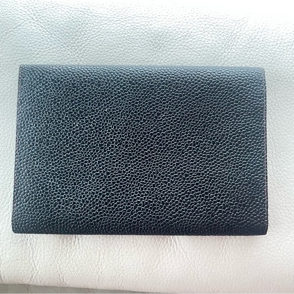 Oleg Cassini Black Cognac Pebbled Leather Trifold Wallet Women Men Fiocchi Italy - Picture 2 of 16